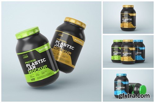 Food Supplement Plastic Jar Mockup V57T9CJ