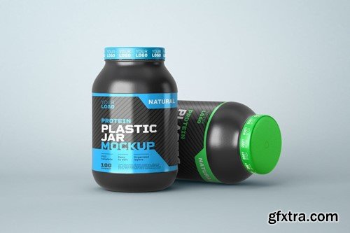 Food Supplement Plastic Jar Mockup V57T9CJ