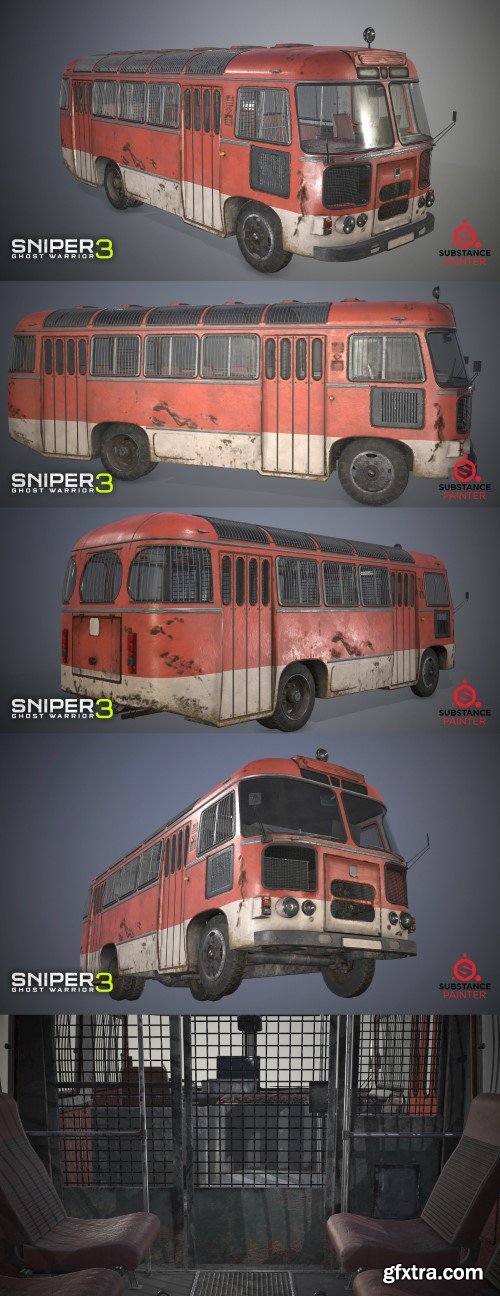 Prison Bus 3D model