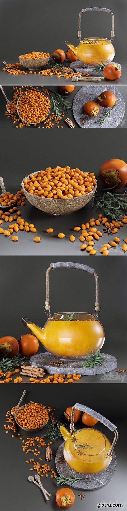 Tea Set with sea buckthorn and persimmon