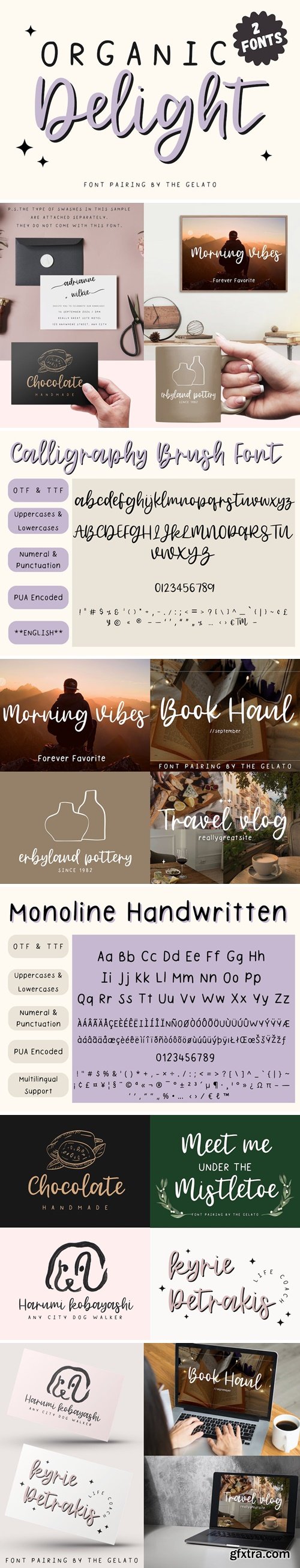 Organic Delight Handwritten Font Duo