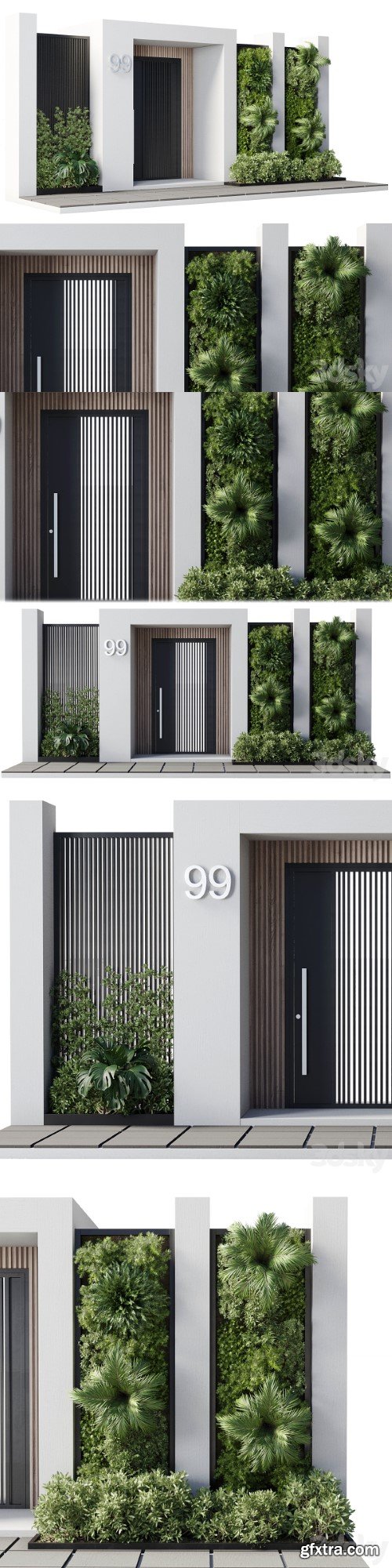 Door outdoor entrance and fence and graden 04