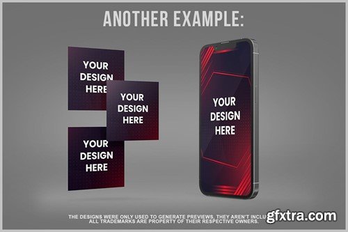 Phone with Square Web Banners Mockup UW97CBD