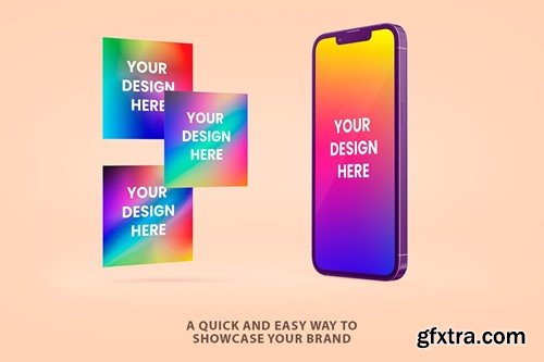 Phone with Square Web Banners Mockup UW97CBD