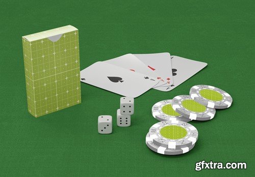 Set poker Box with Cards and Tokes Mockup NDMN327