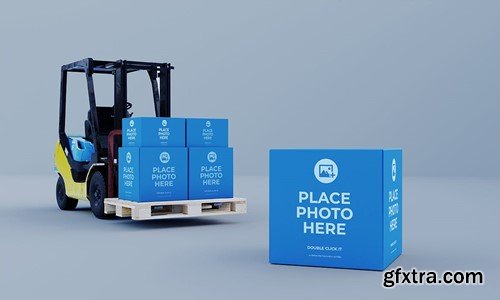 Box With Forklift Mockup JH4SJAN