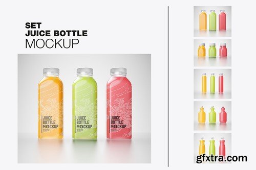 Pack of 3 Juice Bottle Mockup DZSWFQ2