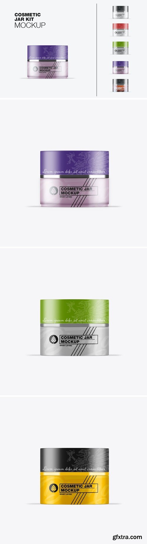 Set Cream Cosmetic Jar Mockup HHSNRCB