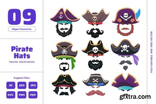 Pirate Hat - Captain Cap with Beard and Mustache DY5J5QT