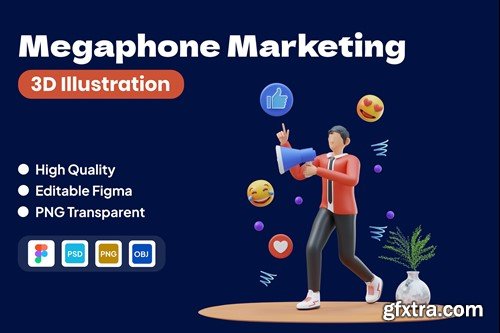 Megaphone Marketing 3D Illustration E3J5DPH