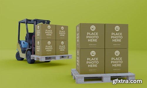 Box With Forklift Mockup FMKCB9R