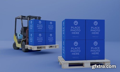 Box With Forklift Mockup FMKCB9R