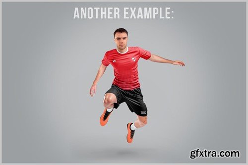 A Soccer Player in Uniform Jumping Mockup RGHJB7E