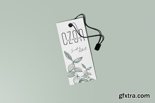 Clothing Tag With String and Seal Mockup PZYBVX9