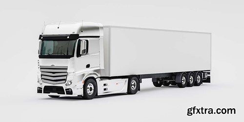 Truck with Trailer Isolated Mock Up ZU22V59