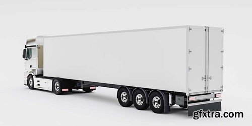 Truck with Trailer Isolated Mock Up ZU22V59