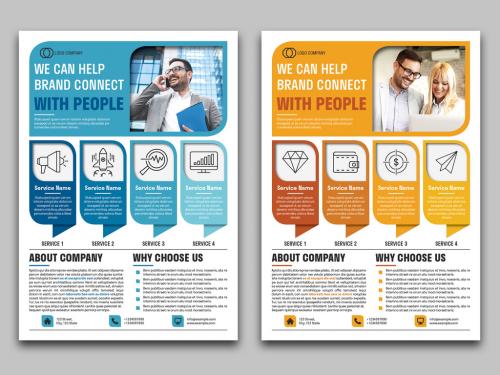 Business Flyer Layout with Blue and Orange Accents 307432148