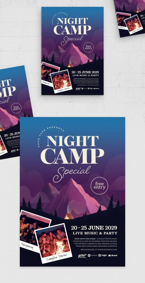 Night Camp Party Flyer Template 587294989