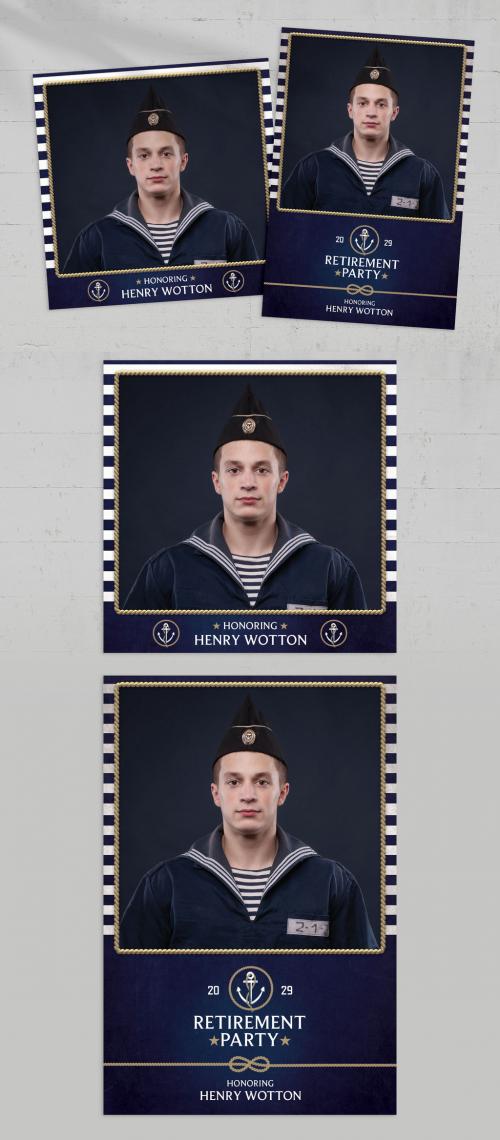 Navy Sailor Photo Card Flyer Template 587294940