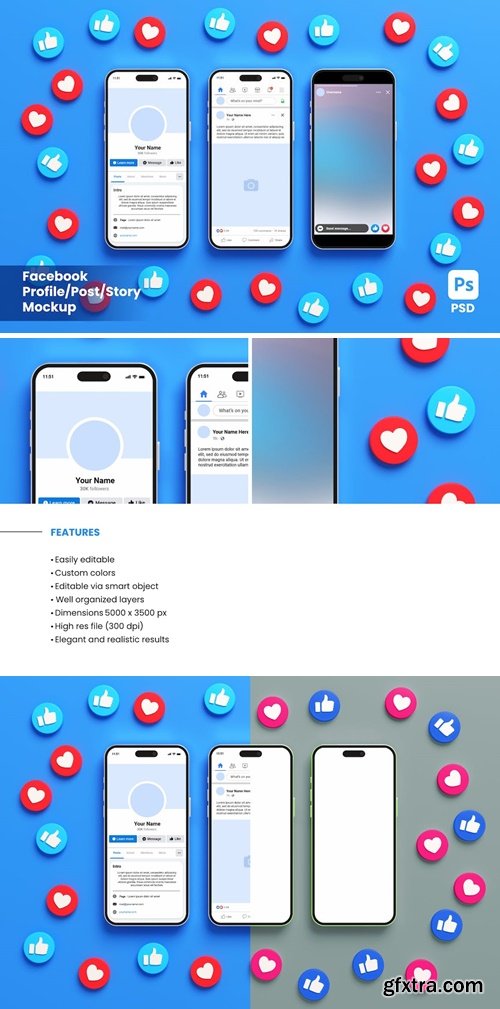 Facebook Profile / Post / Story Mockup ES4WR6D