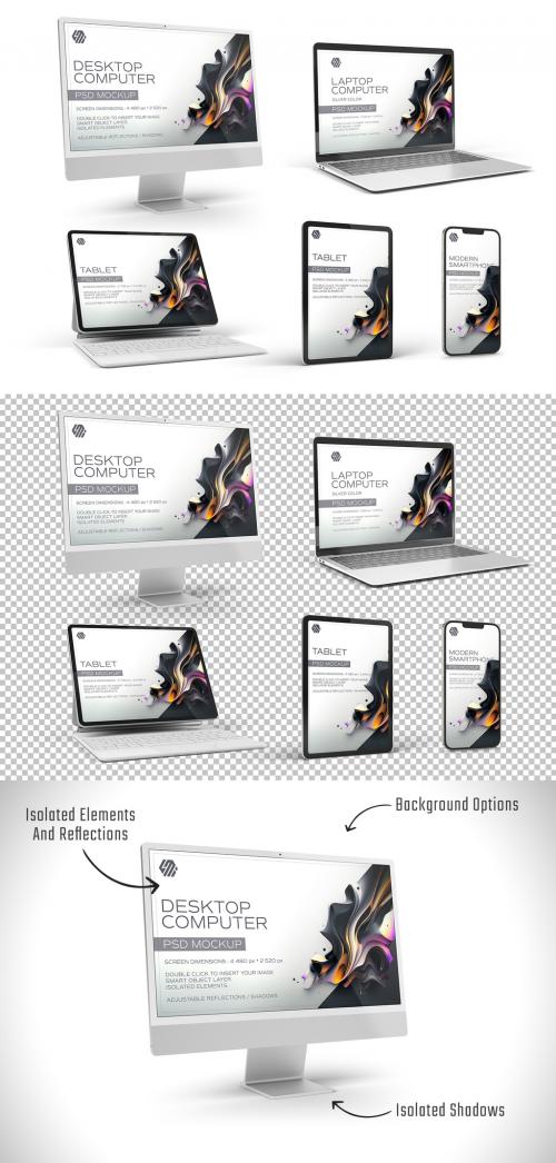 Modern Devices Set Isolated on Transparent Background Mockup 588761448