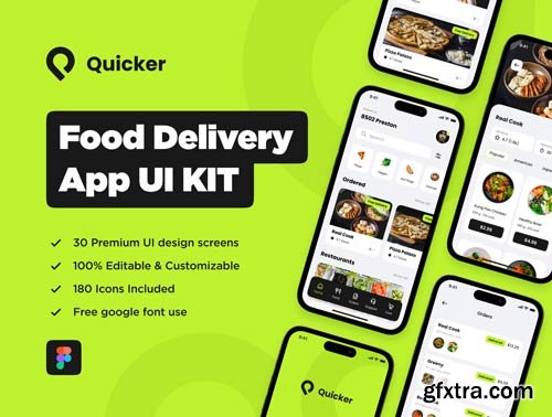 Quicker Food Delivery App UI KIT Ui8.net