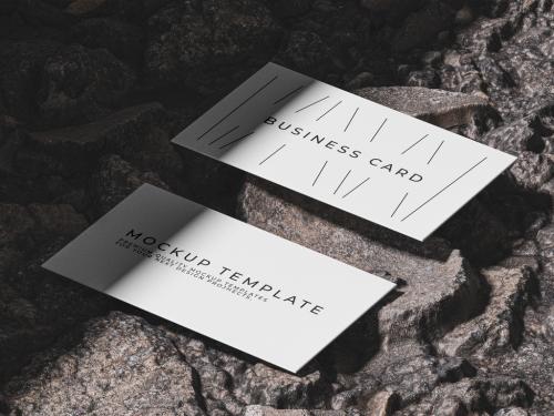 Business Card Mockup With Rock Background 566155995