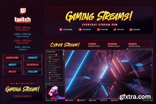 Gaming Stream Twitch Templates X66LDD2