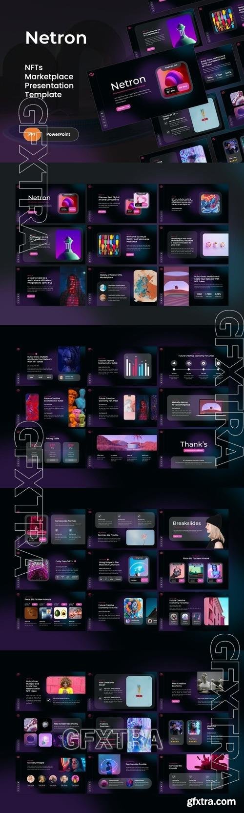 Netron - NFTs Marketplace PowerPoint Template MR4WU2K