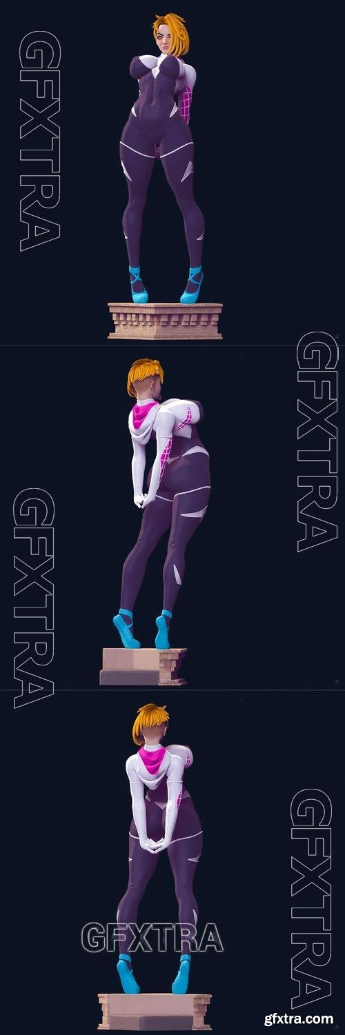 Gwen Stacy Thicc Stretching Spiderman 4 Variations &ndash; 3D Print Model