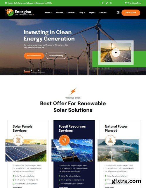 Energiso - Solar & Energy WordPress Theme MT94NJA