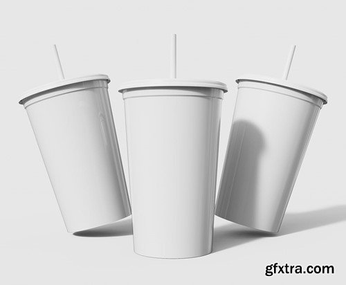 Smoothie Cups with Straw Mockup 96C2LED