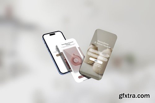 Screen and Smartphone Mockup for UI Design RQFN4UB