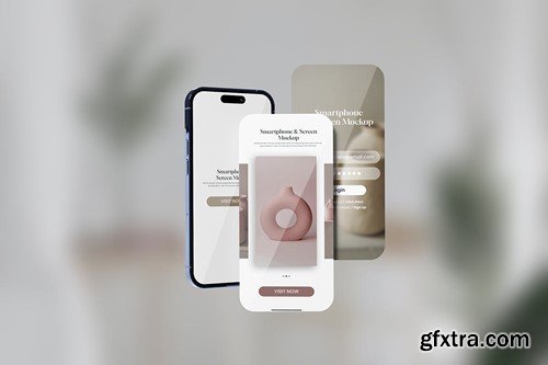 Screen and Smartphone Mockup for UI Design RQFN4UB