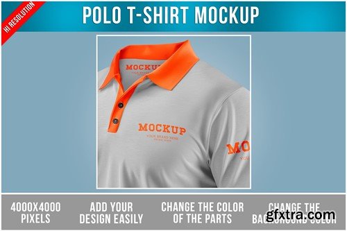 Close-up Polo T-Shirt Mockup 8WPRDQK