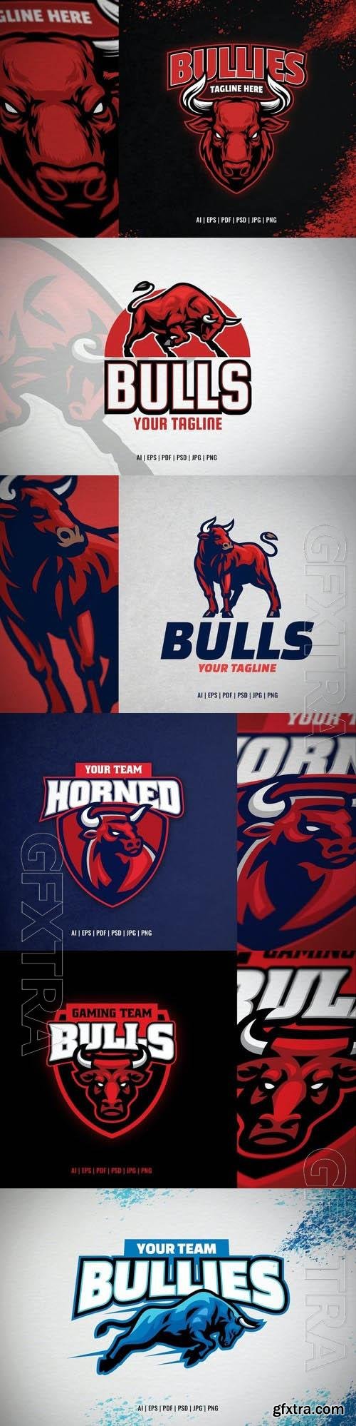 Bull mascot logo for sport and e-sport team