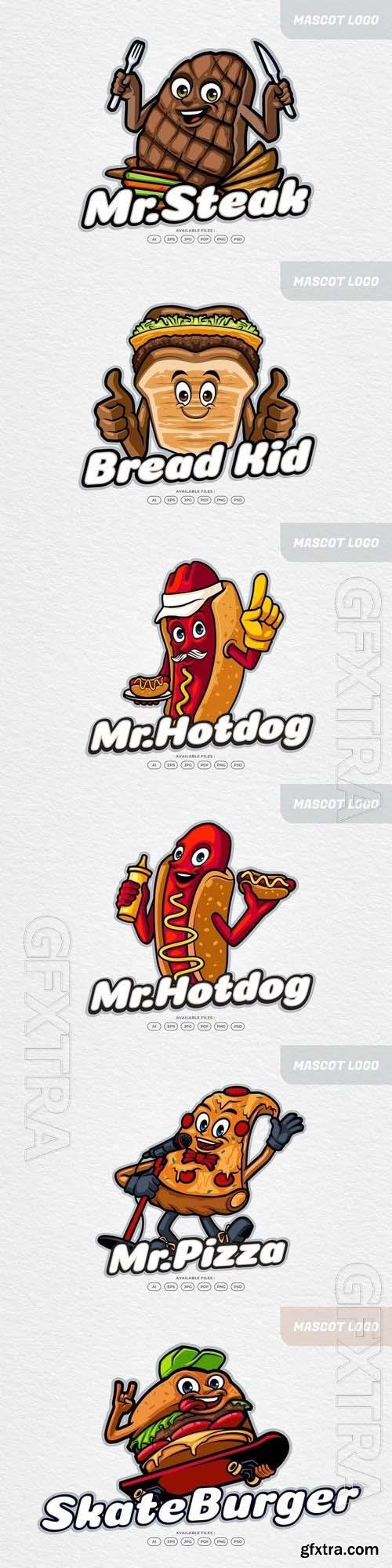 Burger, hotdog, bread food, pizza, beef steak Logo