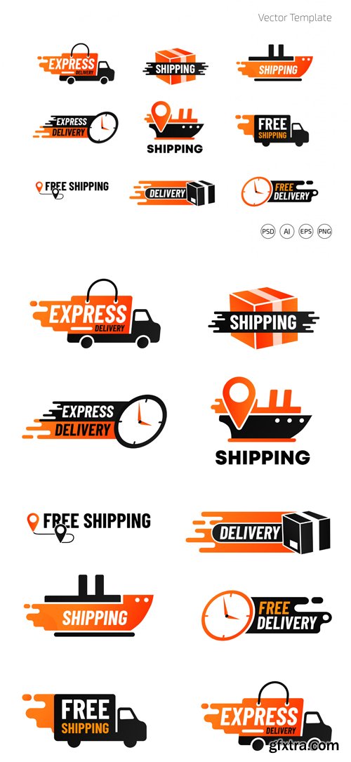 Shipping Logos Vector Templates + PSD