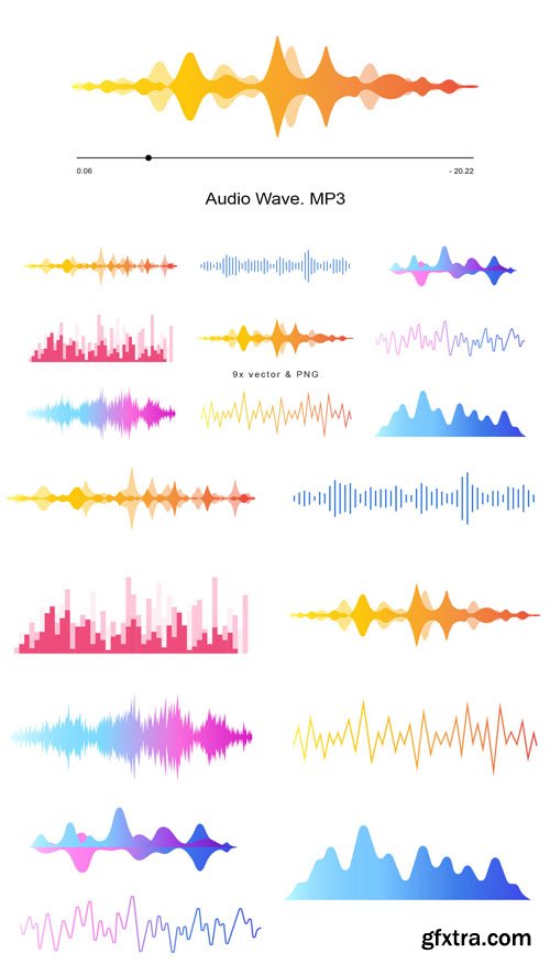 Audio Waves Vector Templates Collection