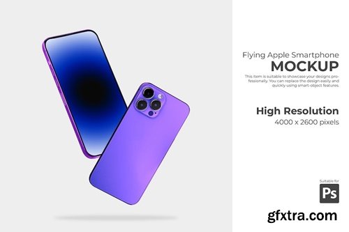 PSD Flying Apple Smartphone Mockup VPVEGCM