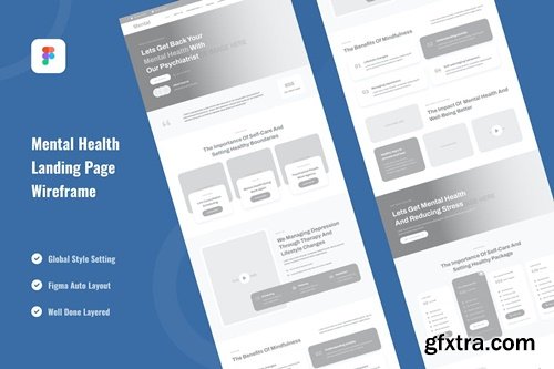 Mental Health Landing Page Website Wireframe Figma W79AKZ2