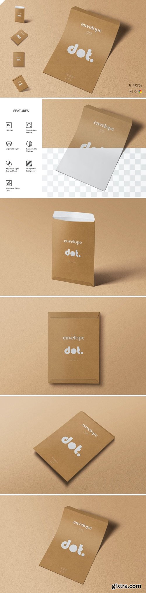 C3 Size Vertical Envelope Mockups 7LPY5UT