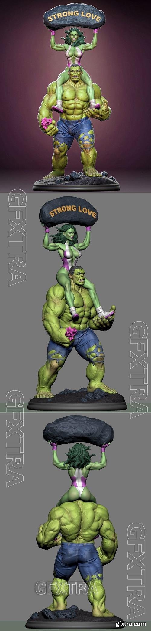 Hulk with She-hulk &ndash; 3D Print Model