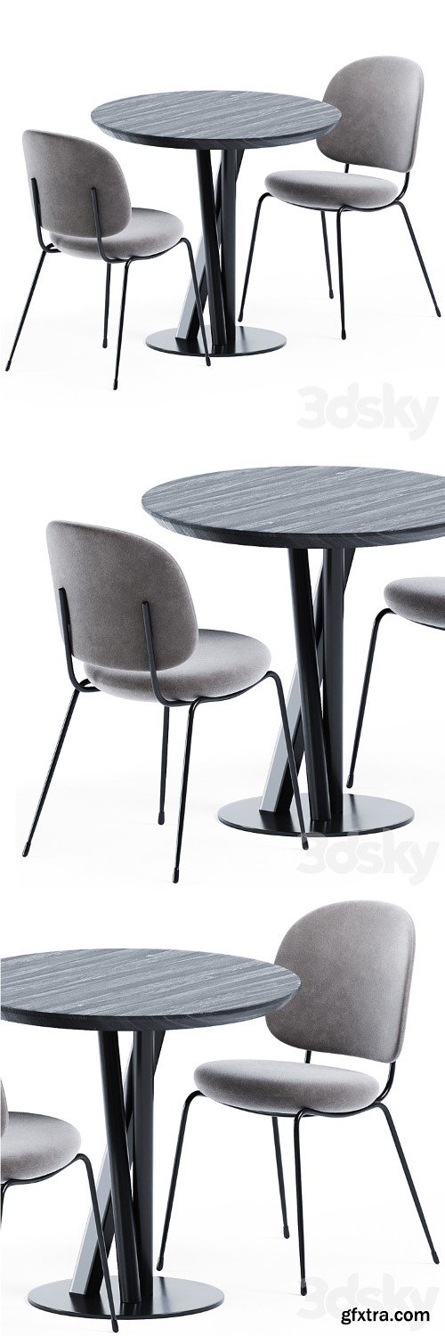 Niels Table D80 by TrabA & Industry Dining Chair by Stellar Works