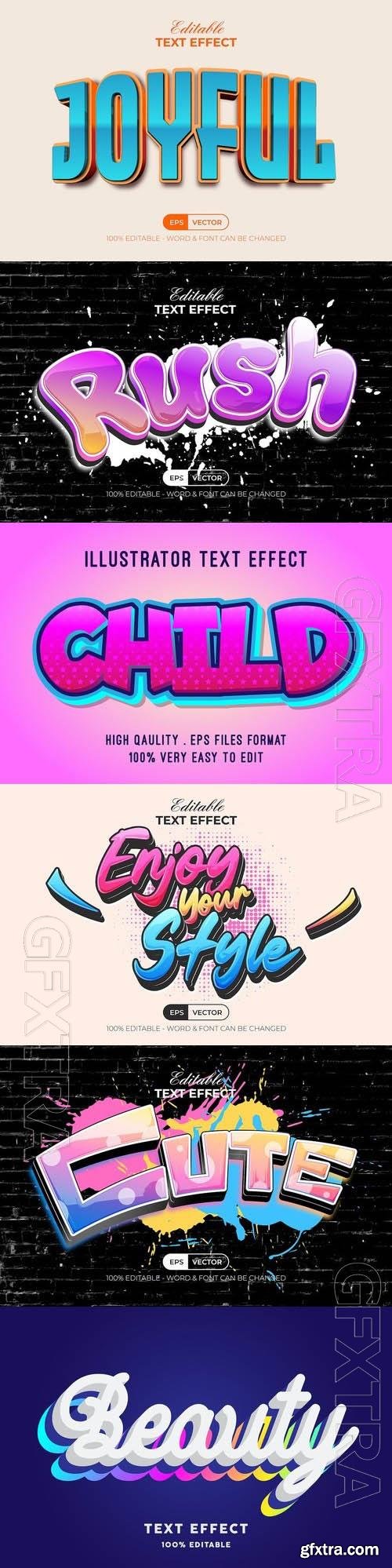 Vector 3d text editable, text effect font vol 201