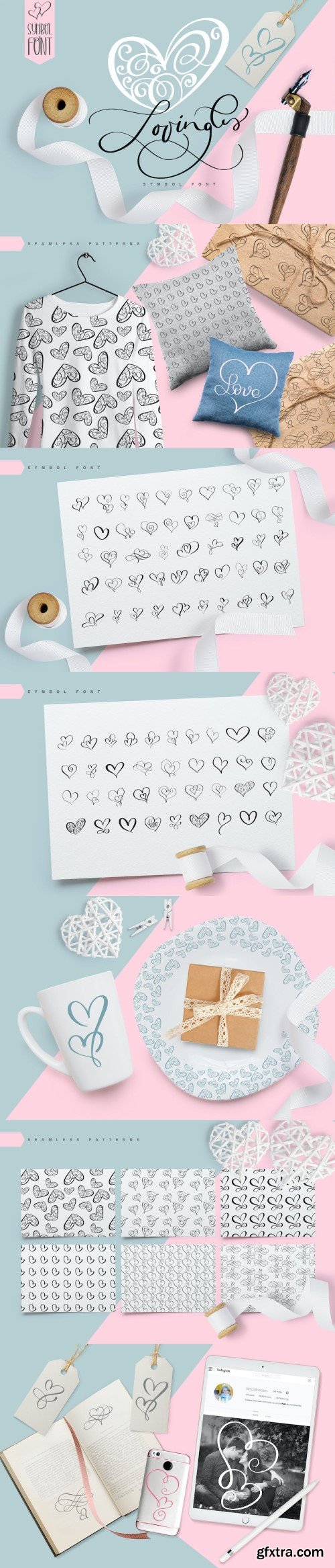 Lovingly Symbol Flourish Hearts Font