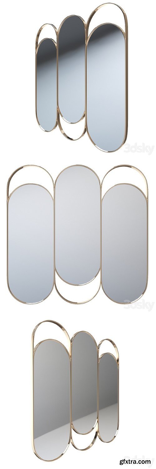 Triple Mirror in Brass Alama La Redoute