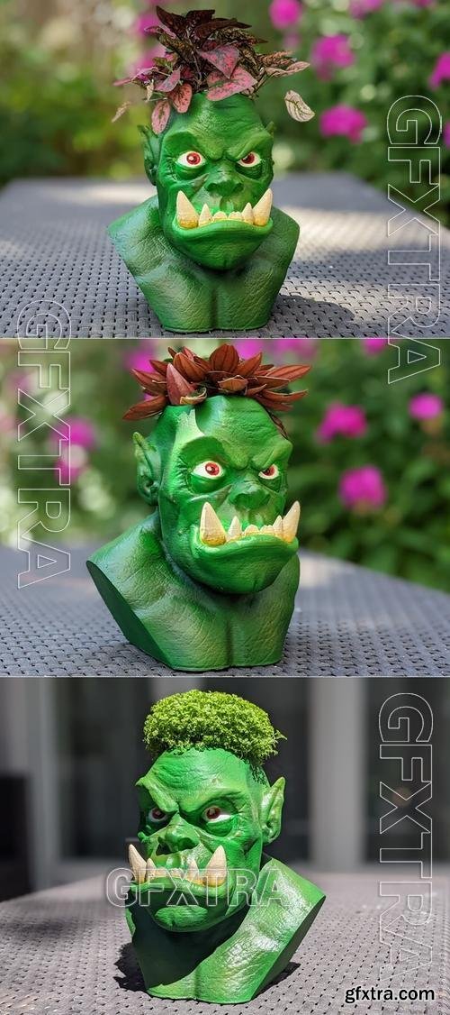 Cartoon Style Orc Planter &ndash; 3D Print Model