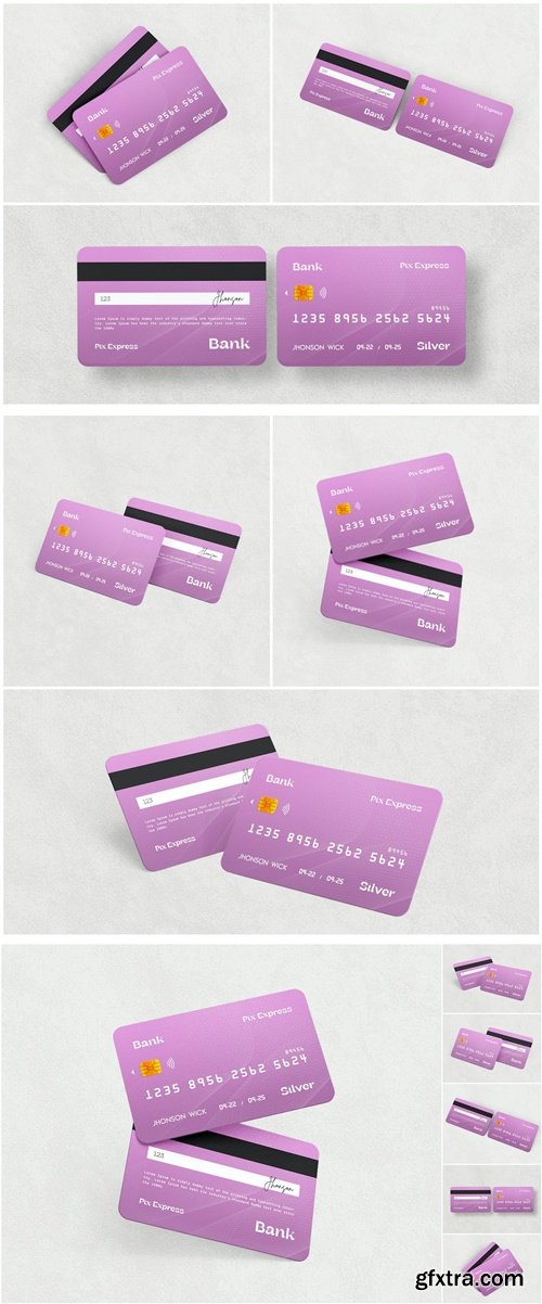 Plastic Debit / Credit / Membership Card Mockups Y89CFF8