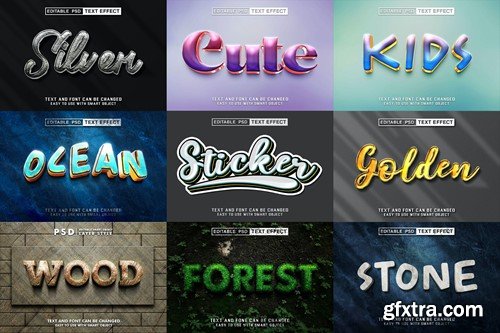 9 Styles of Editable Psd Text Effect TXF53M5